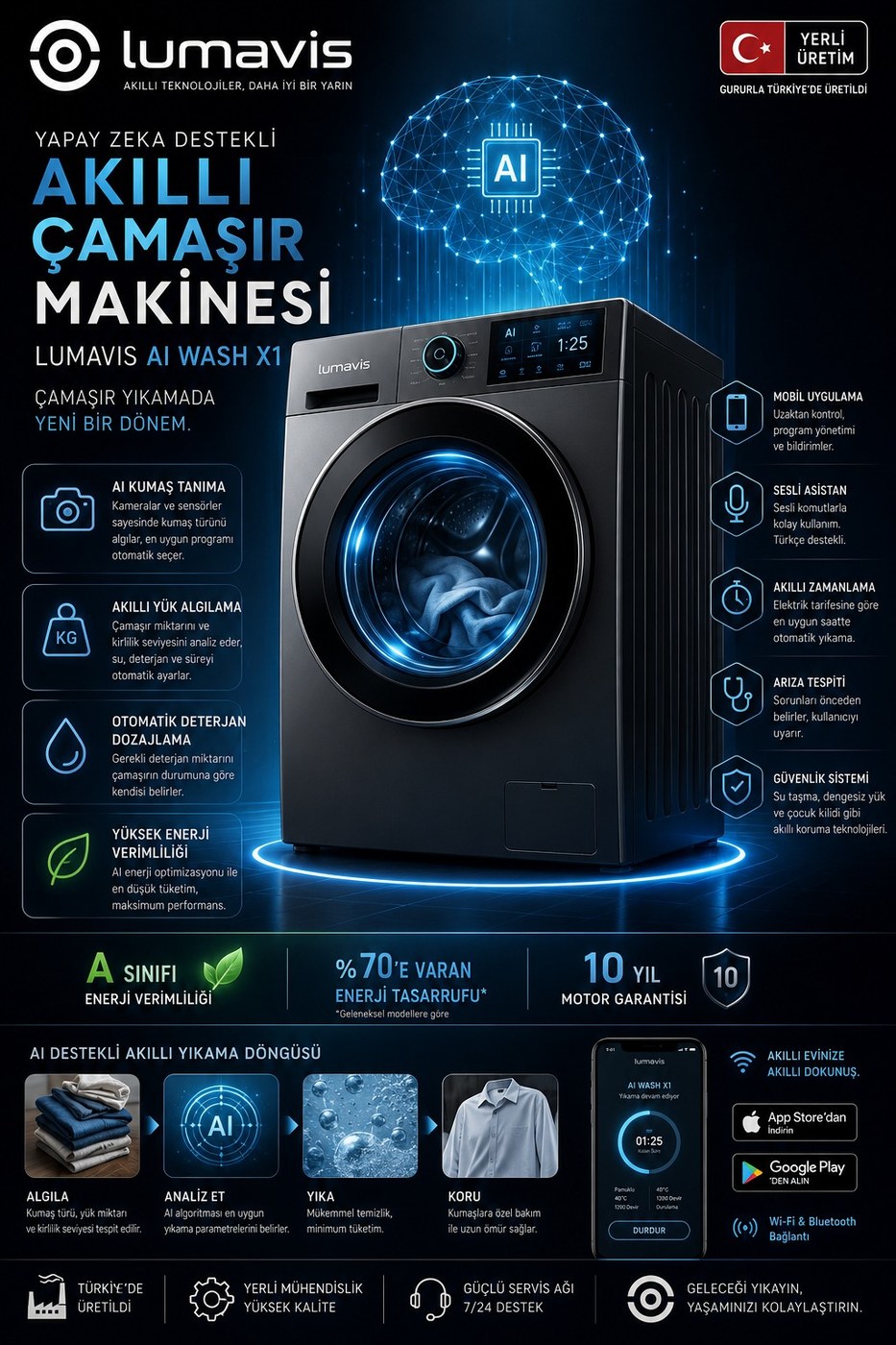LUMAVIS AI WASH X1 – Akıllı Çamaşır Makinesi